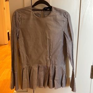 Theory, small (though tag says P, it is not a petite), striped peplum top
